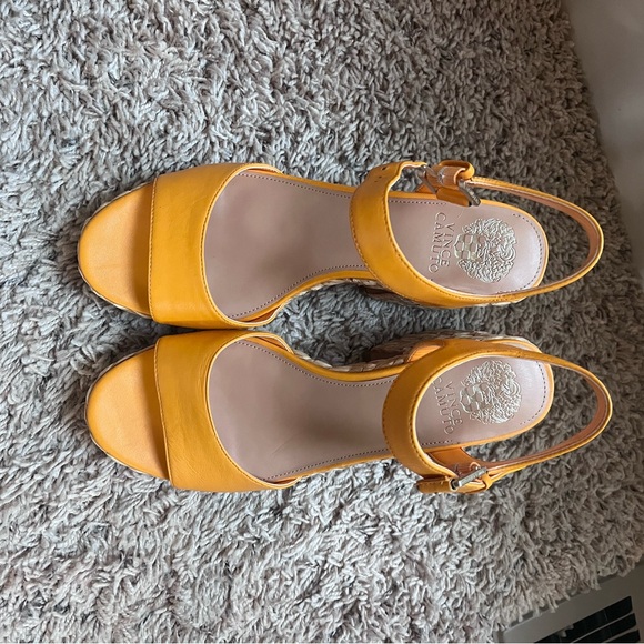Vince Camuto Ranneli Leather Raffia Block Heel Espadrille Orange . Size 8.5 - Picture 14 of 16